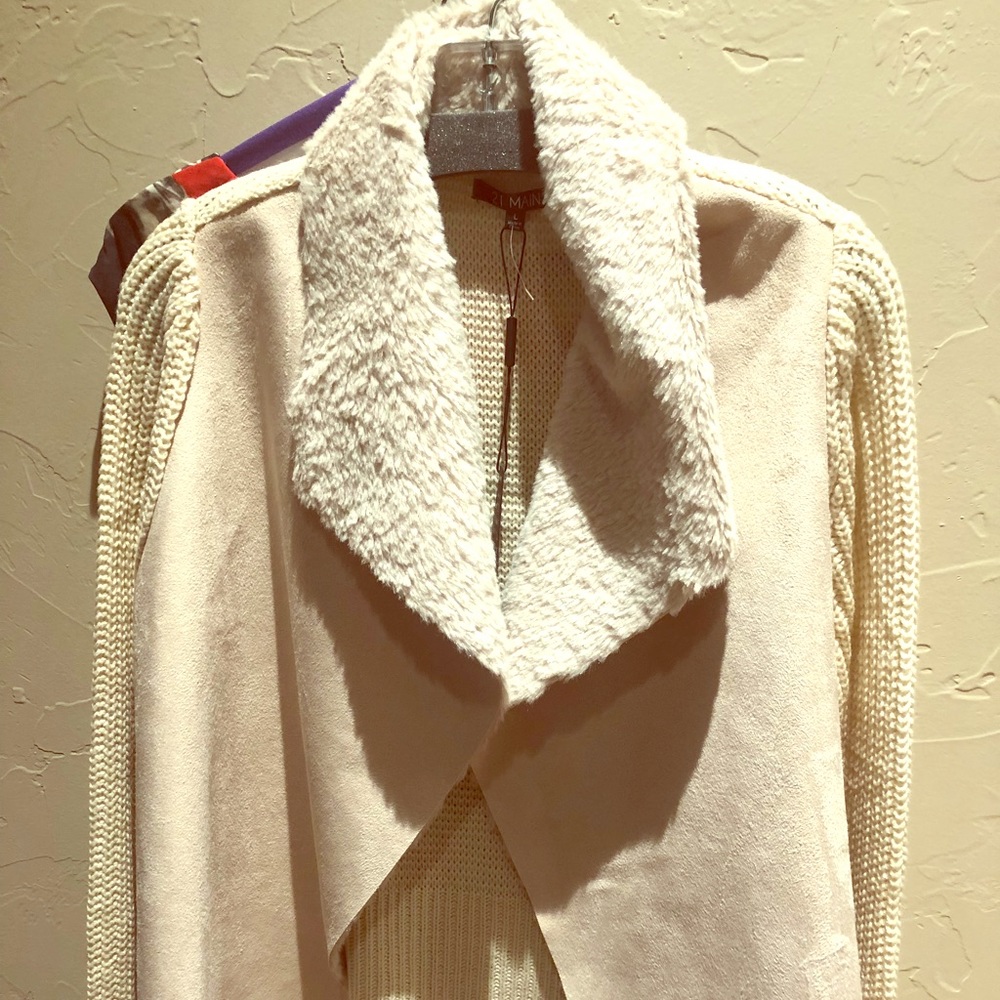 Fur collar Sweater jacket
